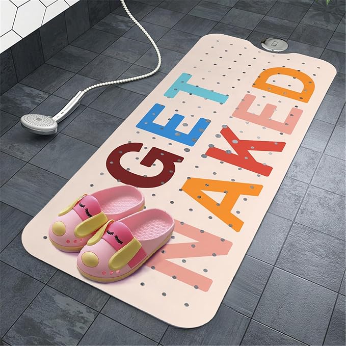 Get Naked Bath Mat for Tub, Non Slip Bathtub Mat for Baby Rubber Tub Mat, Cute Kids Bath Mats for Bathroom Funny Anti Slip Shower Mat with Suction and Drain Holes Machine Washable, 40″X16″ - Image 7