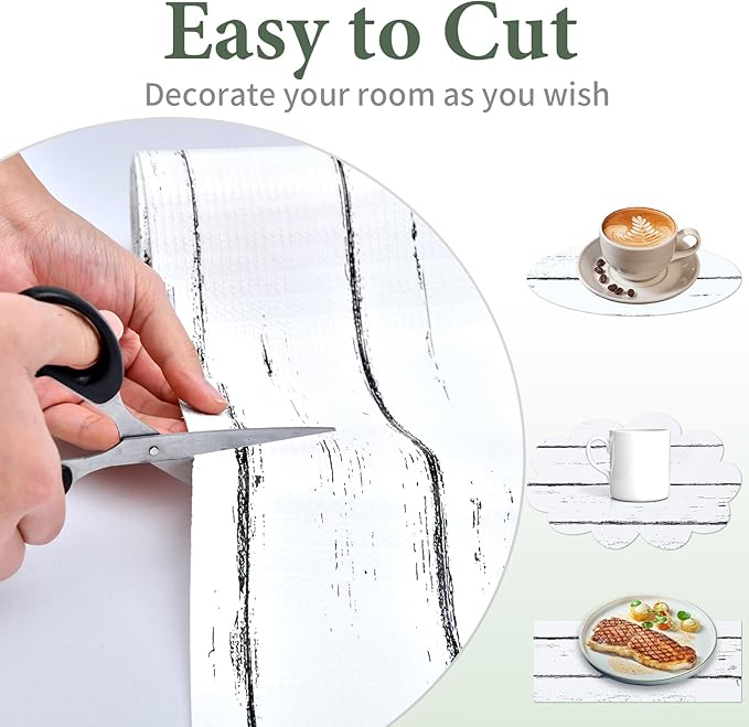 Shelf Liner for Kitchen Cabinets Non Adhesive Drawer Liner 12in x 20FT White Grain Non-Slip Thickened Shelf Liner Paper Strong Easy to Clean for Tool Box Refrigerator with Knife and Tape Measure - Image 8