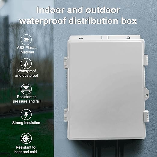 Outdoor Electrical Junction Box, ABS Water Resistant Enclosure with Internal Mounting Panel & Hinged Cover (13" H* 9.2" L* 3.7" W) - Image 2
