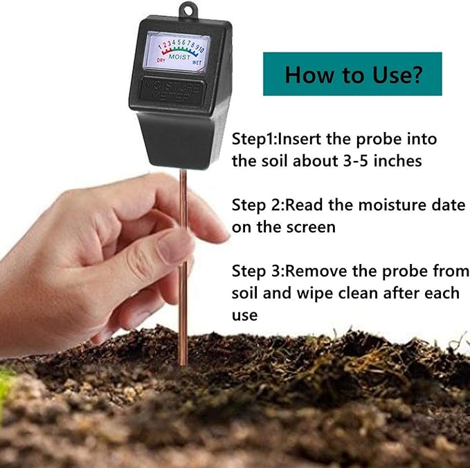 Soil Moisture Meter,Plant Hygrometer Moisture Sensor Plant Water Monitor for Potted Plants,Garden,Farm, Lawn(No Battery Needed)-Black - Image 2