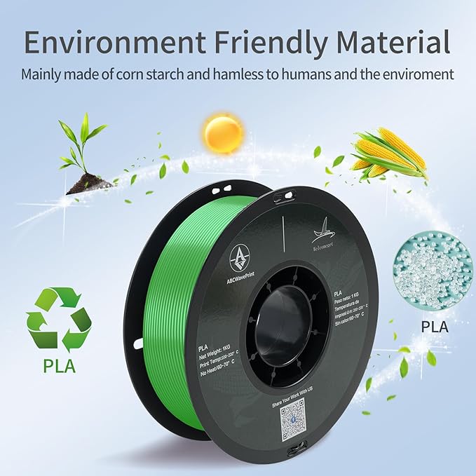 PLA 3D Printer Filament, Dimensional Accuracy +/- 0.02 mm, 1 kg Spool(2.2lbs), 1.75 mm，Green - Image 4