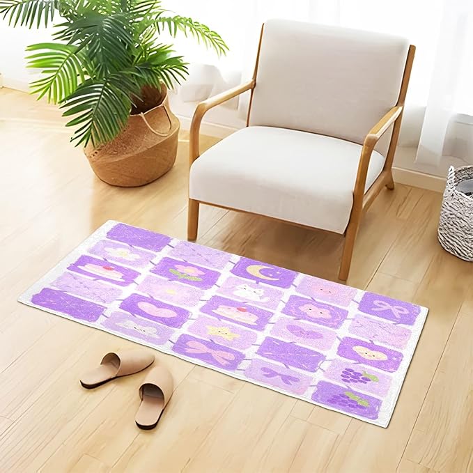 Purple Flower Cake Grid Bath mats for Bathroom Anti-Mold Rugs for Bathroom for Indoor Doormat Accessories Decoration 39 x 20 in de alfombras para ba?o - Image 2