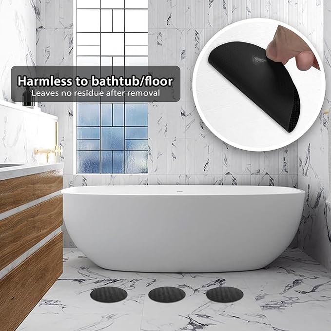 24 PCS Bathtub Non Slip Stickers Black Adhesive Decals Round Shape Anti Slip Shower Stickers Bath Non Slip Stickers for Floor Bathroom Stairs Ladders with Scraper - Image 2