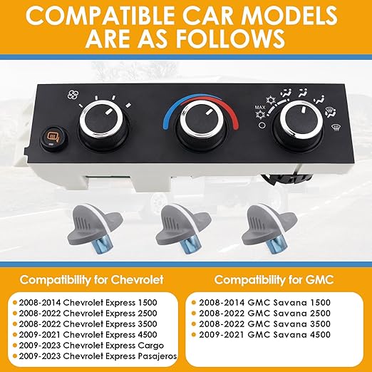 599-294 Heater A/C Control Switch,Front Climate Control Module Compatible with 2008-2021 Chevrolet Express 1500 2500 3500, 2009-2023 Express Cargo Express Pasajeros,2008-2021 GMC Savana, OE # 599-294 - Image 2