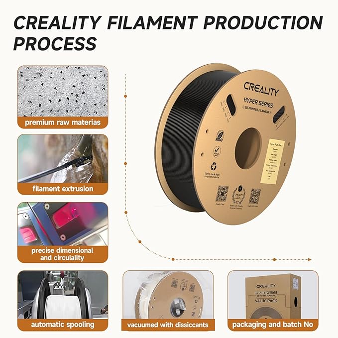 Official CREALITY Hyper PLA Filament 1.75mm Black & White 2KG, 30-600mm/s High Speed PLA Rapid 3D Printer Filament, 2 Pack 1kg Spool(2.2lbs), Dimensional Accuracy +/-0.02mm, Fit Most FDM 3D Printer - Image 3