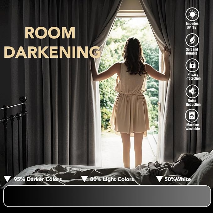 H.VERSAILTEX Blackout Curtains Thermal Insulated Window Treatment Panels Room Darkening Blackout Drapes for Living Room Back Tab/Rod Pocket Bedroom Draperies, 52 x 72 Inch, Stone, 2 Panels - Image 7