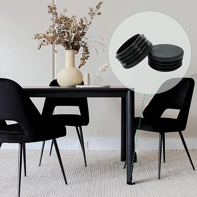 1-1/4" (32mm) Plastic Hole Plugs Black -Round Chair Leg Caps, Flush Mount Pipe Plugs, Tubing End Caps for Metal&Wood Legs Tube, Outdoor Furniture Feet caps & Table Plastic Plugs, 4 PCS - Image 6