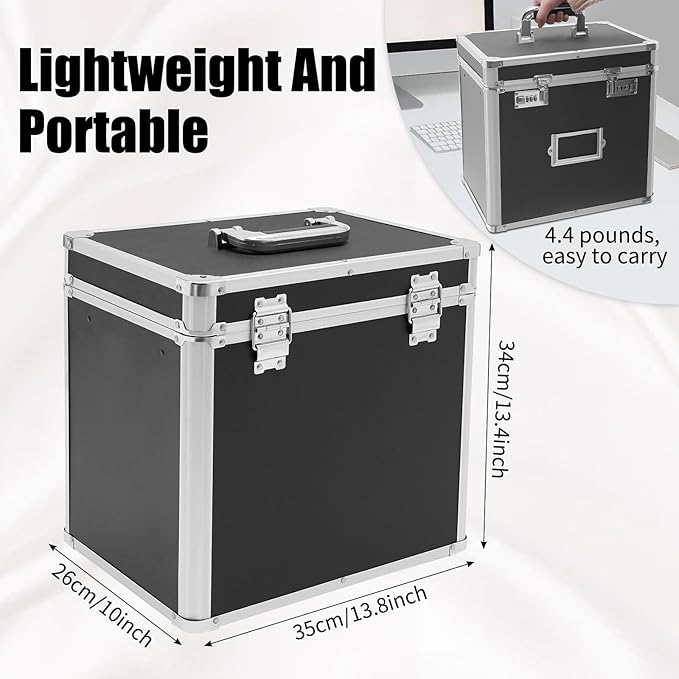 Aluminum Alloy File Organizer Box, 13.8x10x13.4in Portable File Box with Dual 3-Digit Combination Locks - for Letters, Documents, Office Supplies - Image 2