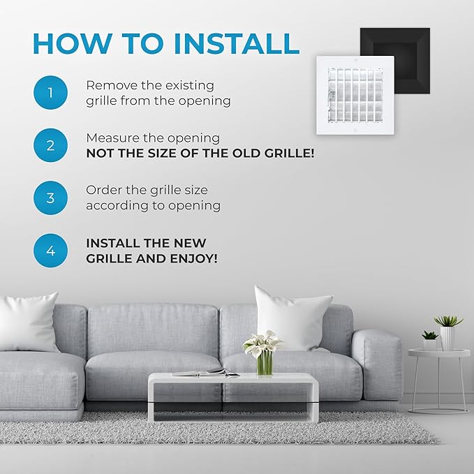 Aluminum 6 x 6 Inch (Duct Opening) Air Vent Covers Wall AC Grille – Premium Register Vent Cover – Durable Rustproof Wall Grille – Overall Size 7-5/8 x 7-5/8 Inch – Adjustable Front Blades, White - Image 6