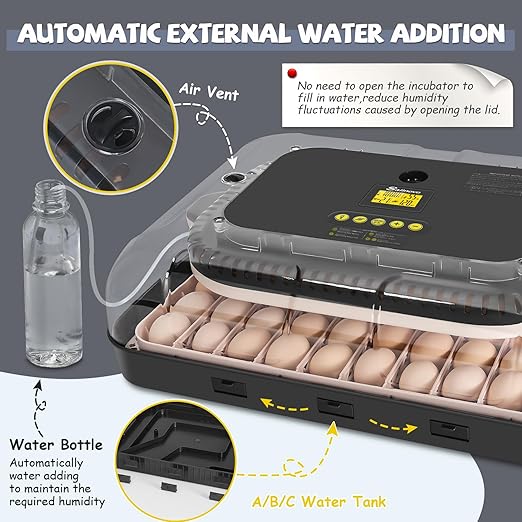 Sailnovo Incubators for Hatching Eggs 70 Egg Incubator with Automatic Egg Turning and Auto Humidification, Temperature Control, Incubator for Chicken Duck Quail Eggs, Perfect for Lab School Farm Use - Image 4
