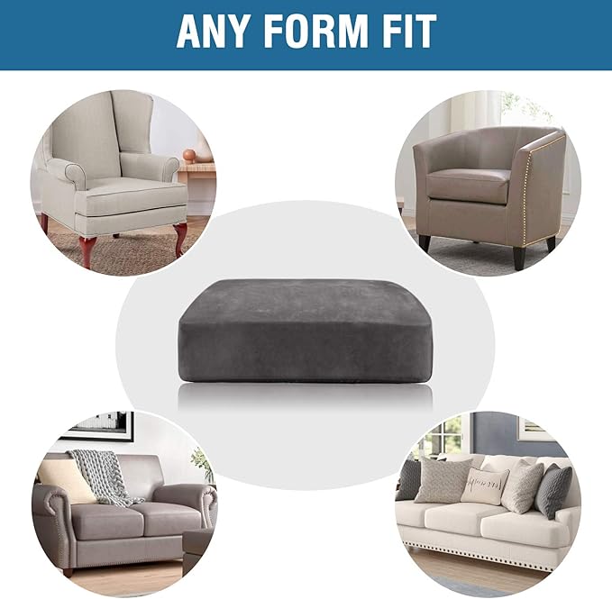 H.VERSAILTEX Velvet Stretch Couch Cushion Cover Plush Cushion Slipcover for Chair Loveseat Sofa Cushion Furniture Protector Seat Cushion Sofa Cover (2 Piece Medium Sofa Cushion Covers, Grey) - Image 7