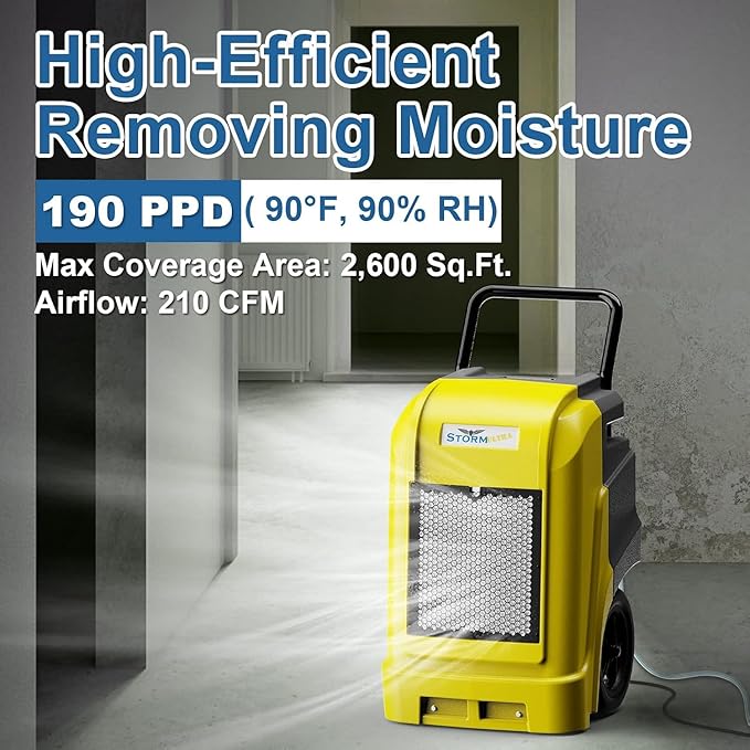 ALORAIR Commercial Dehumidifier with Pump Drain Hose, 190 Pints Industrial Dehumidifiers Large Capacity for Basements, Garages, Mall & Job Sites, 5 Years Limited Warranty - Image 3