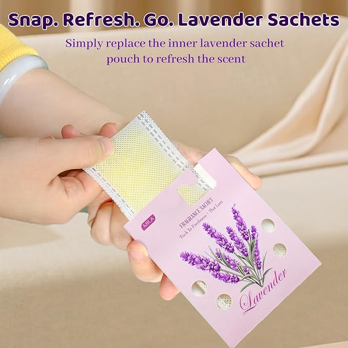 13Packs Lavender Scented Sachets, Fragrance Sachet Bags for Drawers and Closets, Air Fresheners for Car and Home, Closet Deodorizer Scented Drawer Fresheners for Dresser with Hanger Hooks - Image 2