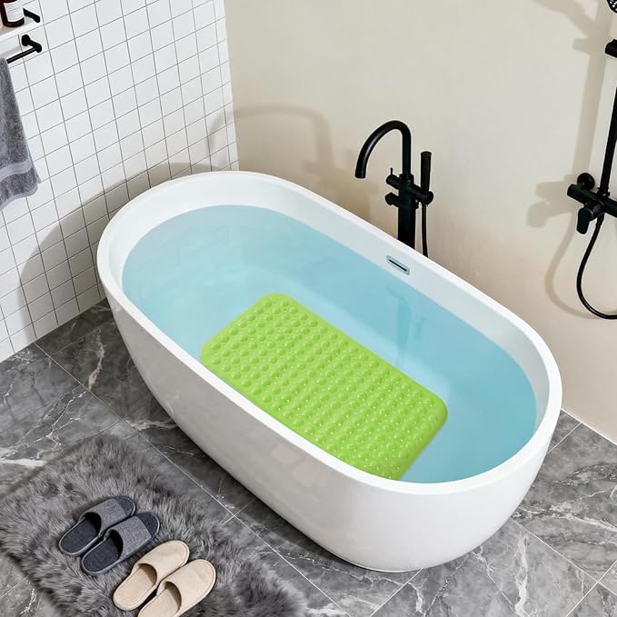 Anti-Slip Bathtub Shower mat, 27.5×14.5（Approximately 70×37cm） inch Soft Oversized Machine Washable Non-Slip Bathtub mat with Drainage Holes, Bathroom Floor Suction Cup.（1-Opaque Pea Green） - Image 5