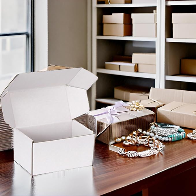 Small Shipping Boxes 6x4x3 Inch (25 Pack) - Sturdy White Corrugated Cardboard Boxes for Small Business, Ecommerce, Mailing & Packaging | Recyclable Gift & Storage Boxes - Image 4