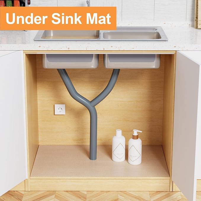 FLPMIX Large Cabinets Shelf Liner: 22" x 300" Clear Waterproof Under Sink Mat - Translucent Easy to Cut Non-Adhesive Cupboard Drawer Liner - Image 3