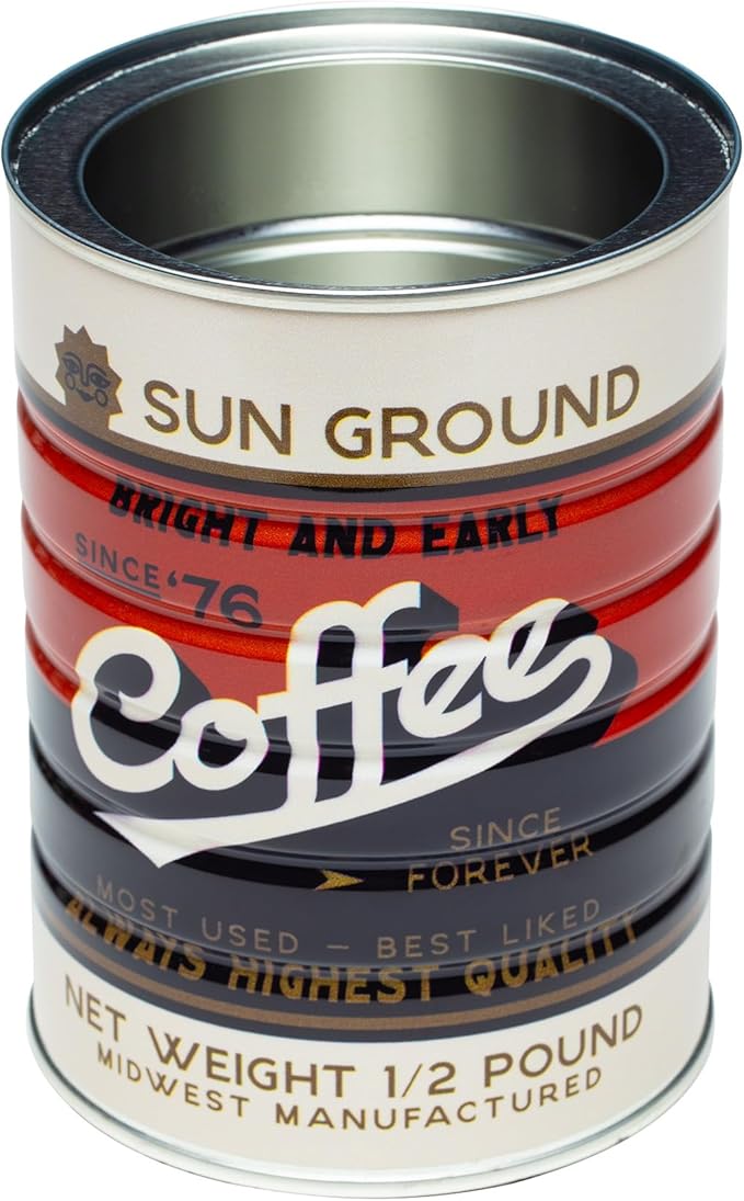Retro Tin Can, Studio MPLS Designs, Collectable, Peel & Stick Valved End with Metal Lid, 8-12oz (4.0625 x 5.5 in) (Sun Ground Design) - Image 2