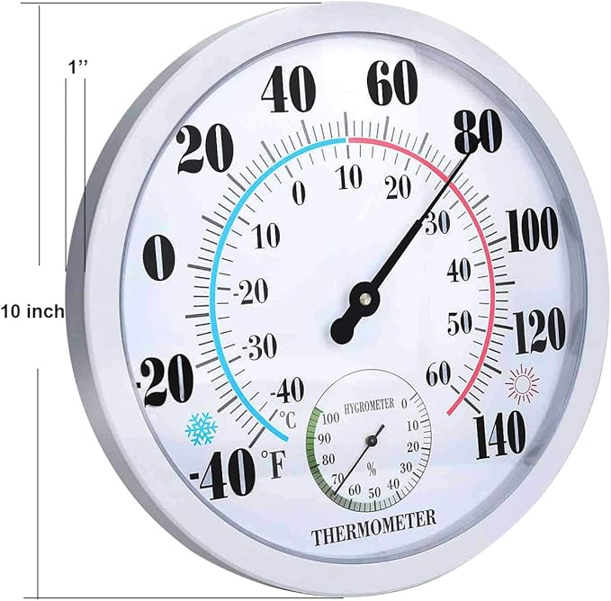 Indoor Outdoor Thermometer Hygrometer - Waterproof Hanging Wall Thermometer Decorative Outdoor Thermometer Large Numbers, No Battery Needed Outdoor Thermometers for Patio - Image 2