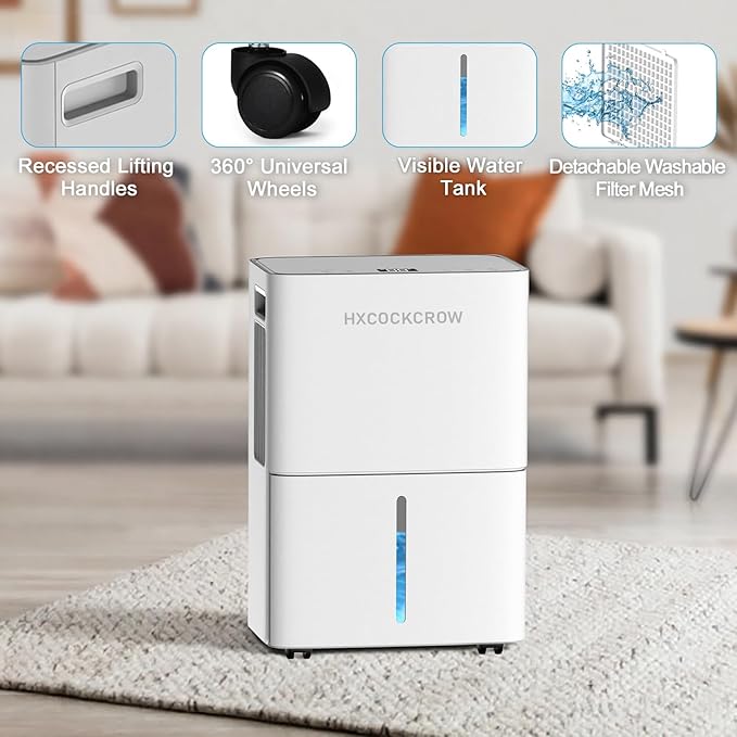 Dehumidifier for Basement Home 1200 Sq. ft, 17 Pints Dehumidifiers with Drain Hose for Bedroom Bathroom Large Room RV, 3 Working Modes, Intelligent Humidity Control, 24H Timer, Auto Defrost - Image 7