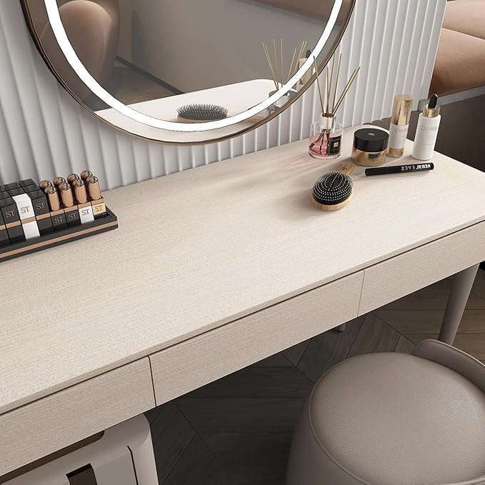 Cream Wood Grain Contact Paper Peel and Stick Wood Wallpaper Waterproof Removable Natural Wood Contact Paper for Countertops Cabinets Desk Table Door Dresser Vinyl Furniture Warp 15.74"x118" - Image 4