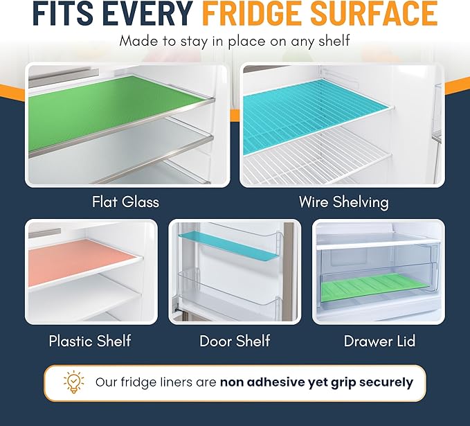 Refrigerator Liners for Shelves (8 Pack) by Linda’s Essentials - Non-Adhesive Shelf or Drawer Liner, BPA-Free Fridge Mats for Kitchen & Cabinets, Easy to Clean, Ideal Household Essentials(Multi Color) - Image 6