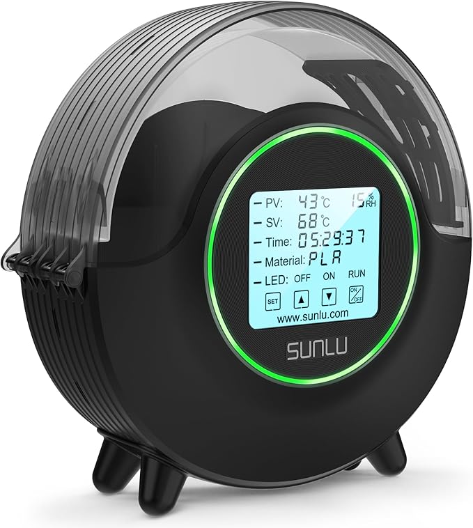 SUNLU Official Filament Dryer S2, Upgraded 3D Filament Dryer with 360°Heating Fan, Filament Dehydrator, One-Key Set with 4.6" Touch Sreen, Compatible with 1.75 2.85 3.00mm PLA PETG ABS Filament, Black by SUNLU