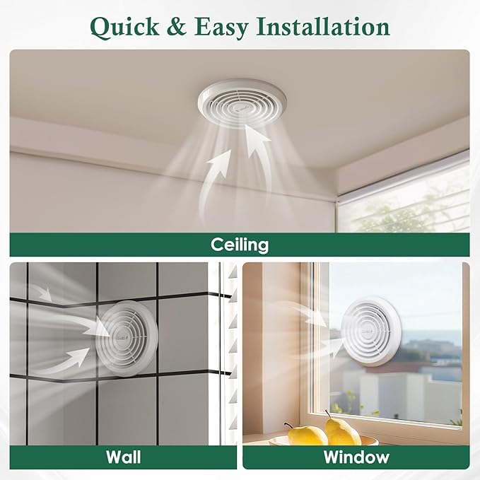 4" Bathroom Exhaust Fan, White Quiet Ceiling Exhaust Fan 110 CFM, 1.0 Sones Ideal Ventilation for Bathroom, Kitchen, RV, Mobile Home, Garage - Image 5