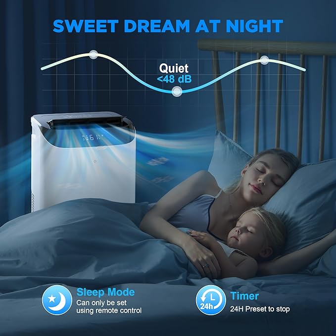 14000 BTU Portable Air Conditioners with Remote Control, 3-in-1 Free Standing Cooling AC Unit with Fan & Dehumidifier, Cools Room up to 700 sq.ft, Smart/Sleep Mode,3 Speed,Auto Swing,24H Timer - Image 6