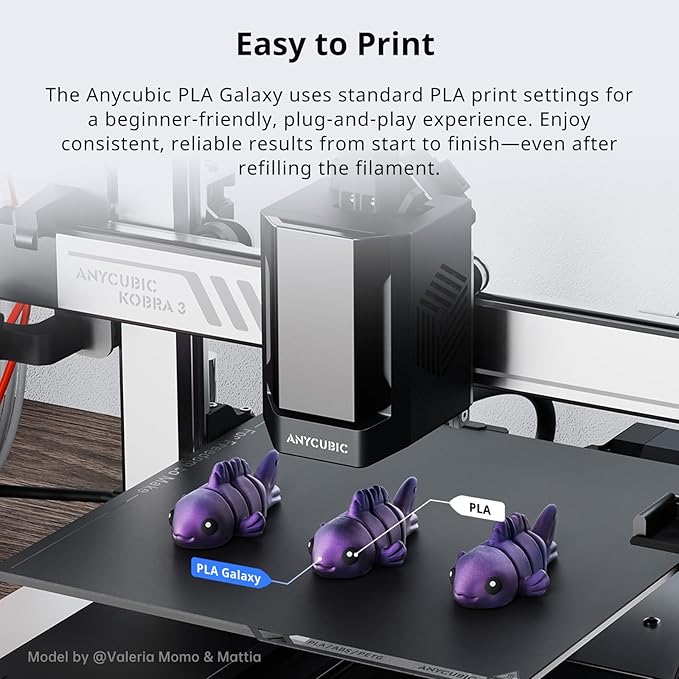 ANYCUBIC Galaxy PLA 3D Printer Filament, Sparkle Glitter PLA, Chameleon Changing Colors, 3D Printing PLA Filament 1.75mm Dimensional Accuracy +/- 0.03mm, 1KG Spool (2.2 lbs), Galaxy Green - Image 6