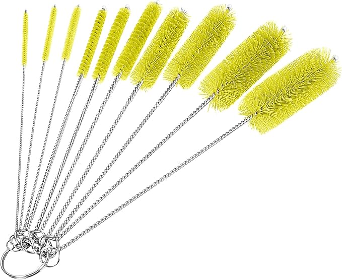 CiaraQ Bottle Cleaning Brushes, 8 Inch Nylon Tube Brush Set, Cleaner for Narrow Neck Bottles Cups with Hook, Set of 10pcs. by CiaraQ
