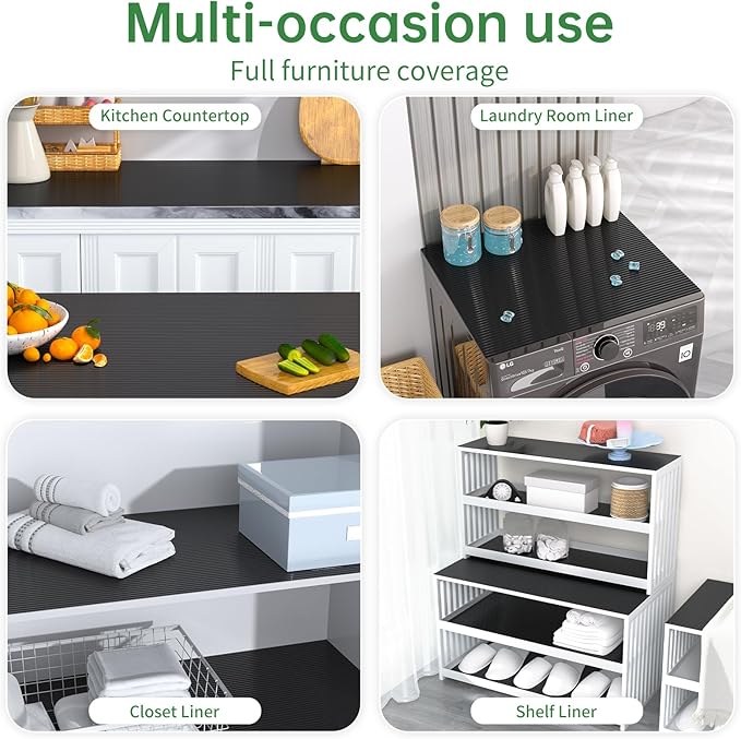 Shelf and Drawer Liner for Kitchen Cabinet, Non-Adhesive 24in x 120in Waterproof Durable Thickened EVA Material Easy-to-Cut Contact Paper Non Slip Mat for Refrigerator, Cupboard, Dresser - Image 7