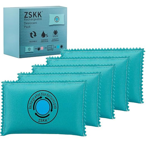 100g Rechargeable Desiccant Pack of 5,Silica Gel Desiccant Packets,Moisture Absorbers for Storage Bins, Suitcase,Gun Safe, 3D Filaments, Electronics,Desiccant Dehumidifier for Closets,Cars by ZSKKLLCbuynow