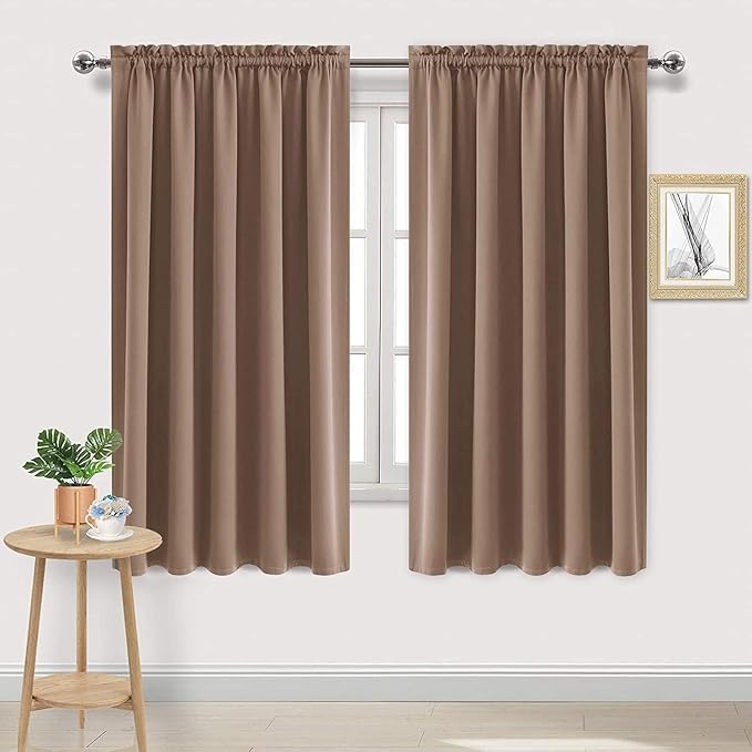 DWCN Blackout Curtains for Living Room Thermal Insulated, Energy Saving & Noise Reducing Bedroom Curtains, Khaki, W 70x L 72 Inch, Set of 2 Rod Pocket Curtain Panels by DWCN