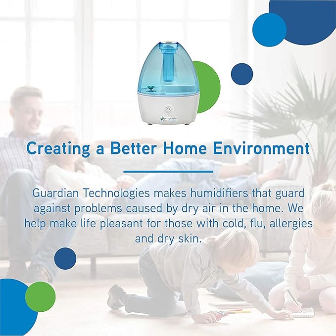 Pure Guardian H910BL Ultrasonic Cool Mist Humidifier, 14 Hrs. Run Time, 210 Sq. Ft. Coverage, Small Rooms, Quiet, Filter Free - Image 2