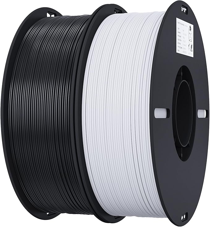 Creality 3D Printer Filament, 1.75mm Bundle 2kg PLA Printer Filament, Dimensional Accuracy +/- 0.02mm, No-Tangling Strong Bonding & Overhang Performance, Fit Most FDM Printer (Black & White 2-Pack) by CREALITYFALCONLASERENGRAVER