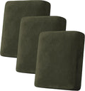 H.VERSAILTEX Velvet Stretch Couch Cushion Cover Plush Cushion Slipcover for Chair Loveseat Sofa Cushion Furniture Protector Seat Cushion Sofa Cover (3 Piece Sofa Cushion Covers, Olive) by HVERSAILTEX