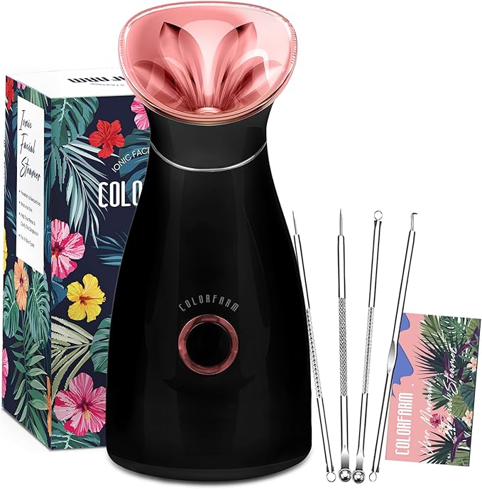 Colorfarm Facial Steamer Nano Ionic: Face Steamer Deep Cleaning Unclogs Pores - Humidifier Warm Hot Mist Home Sauna Spa for Women Men Sinuses Moisturizing by Colorfarm