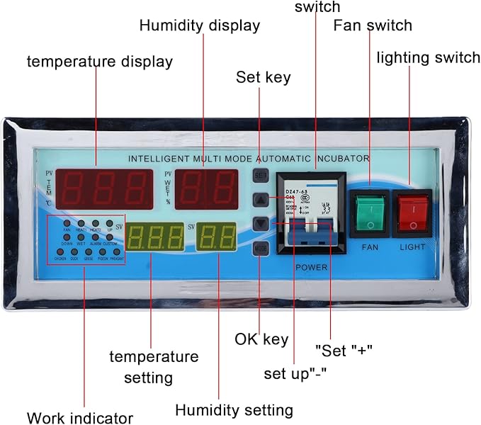 Egg Incubator Controller 110V Microcomputer Automatic Intelligent Temperature Humidity Control Thermostat for Chicken Quail Pigeons (#1) - Image 3