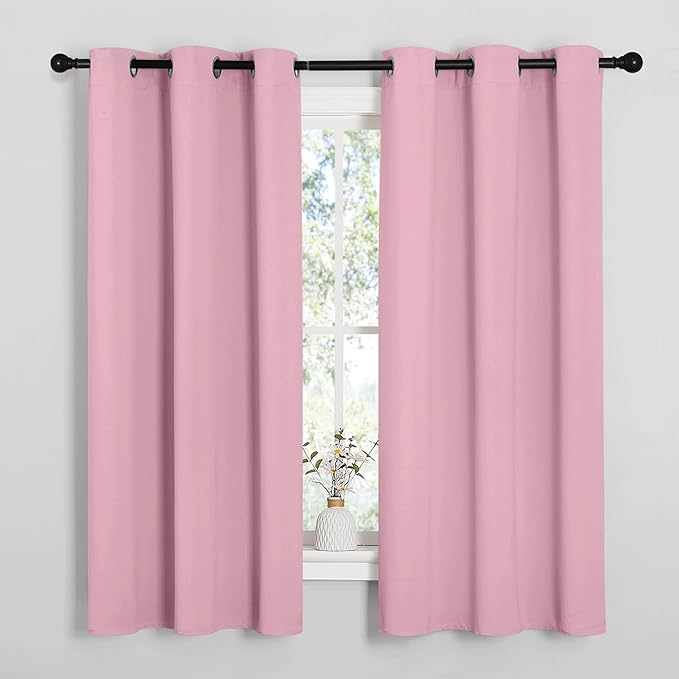 NICETOWN Crystal Pink Room Darkening Curtains for Kitchen, Window Treatment Thermal Insulated Solid Grommet Room Darkening Curtains/Drapes for Bedroom (Set of 2, 42 inches Wide by 48 inches Long) by NICETOWN