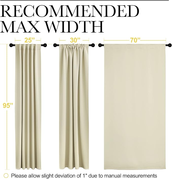 NICETOWN Farmhouse Curtains for Bedroom, Room Darkening Curtains with Rod Pocket and Back Tab, Home Decoration (Beige, 70" Wide x 95" Long, 1 Pair) - Image 7
