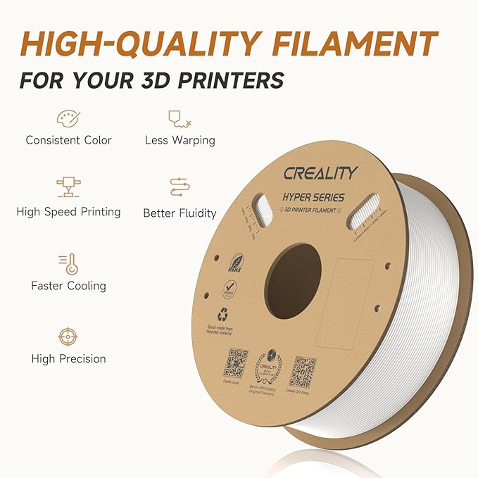 Official CREALITY Hyper PLA Filament 1.75mm White 2KG, 30-600mm/s High Speed PLA Rapid 3D Printer Filament, 2 Pack 1kg Spool(2.2lbs), Dimensional Accuracy +/-0.02mm, Fit Most FDM 3D Printer - Image 7