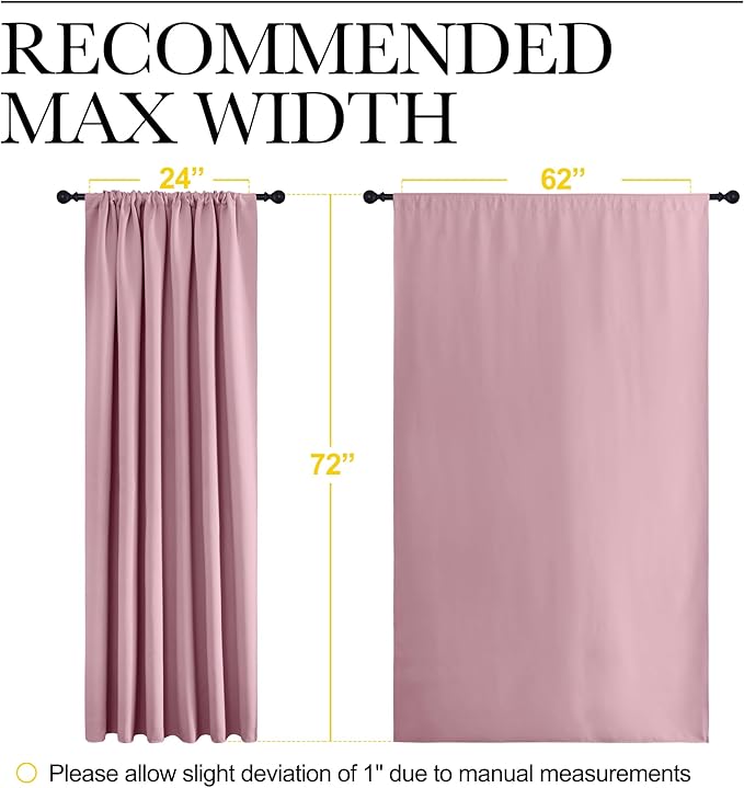 NICETOWN 2 Panels Blackout Curtains, Rod Pocket Window Curtains Room Darkning Drapes for Bedroom/Living Room, Thermal Insulated Solid Draperies for Home Office/Study, 62 by 72-Inch, Rouge Pink - Image 6