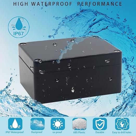 Watertight Junction Box, IP67 Waterproof Project Box Durable ABS Plastic Electronic Enclosure Case for DIY Electrical Project Black 4.53" x 3.54" x 2.17"(115 x 90 x 55 mm) 2Pcs - Image 7