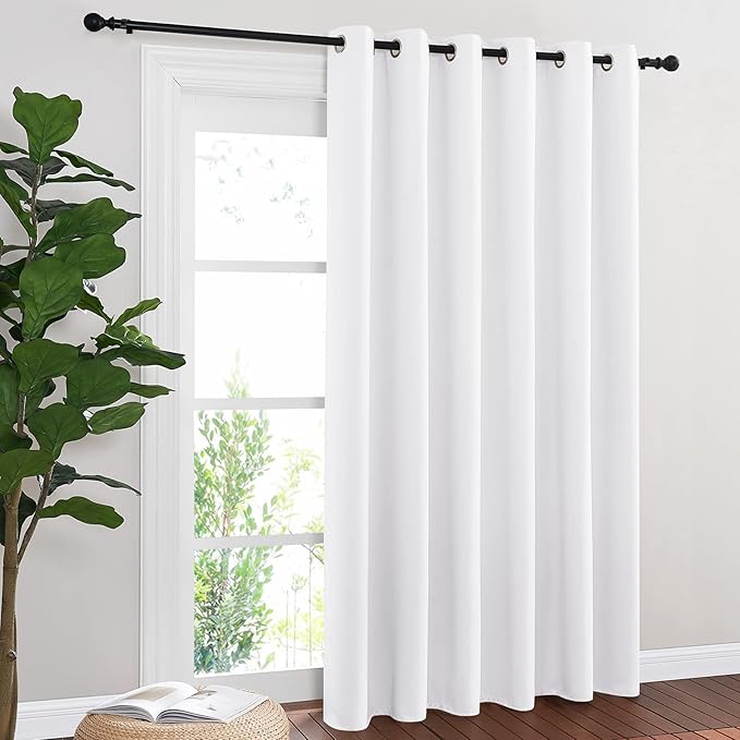 NICETOWN Room Divider Curtain 132 Inches Long, Wide Blackout Sliding Door Curtain for Bedroom, Room Darkening Privacy Window Curtain for Patio Door (1 Panel Set, White, 80 x 132 Inch) by NICETOWN