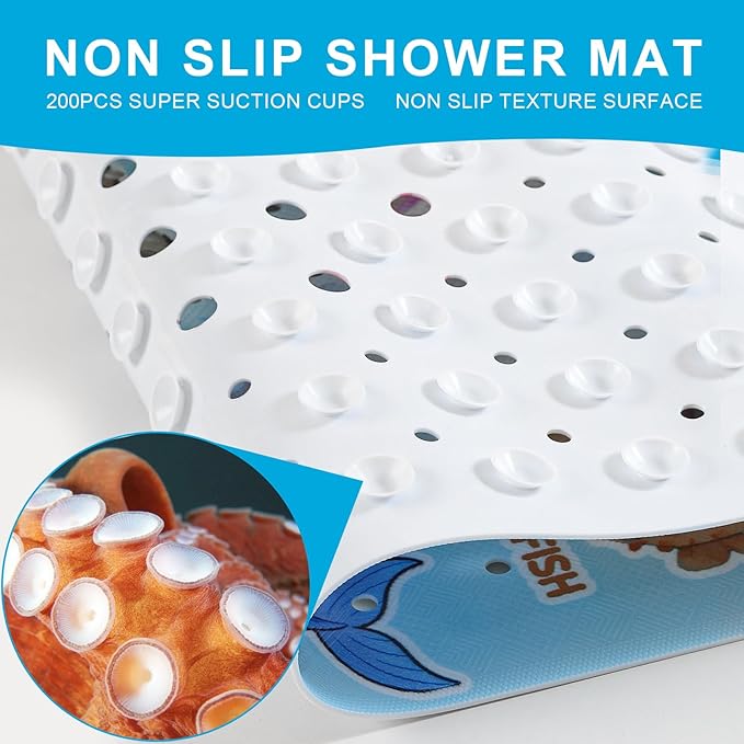 XIYUNTE Baby Bath Mat for Tub Non Slip Kids Bath Mat - 40"x16" Extra Long Bathtub Mat Non Slip Kids, Eco-Friendly Toddler Bath Mats with Suction Cups for Secure Grip, Easy to Clean & Easy Drying - Image 3