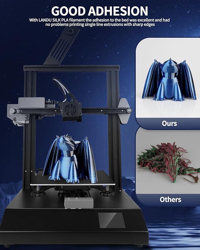 LANDU Silk Dual Color PLA Filament 1.75mm 1KG, 3D Printer Filament Dimensional Accuracy +/- 0.02mm, Coextrusion Filament PLA Shiny Filament Fits for Most FFF 3D Printers,1KG Spool (2.2lbs) Black Blue - Image 5