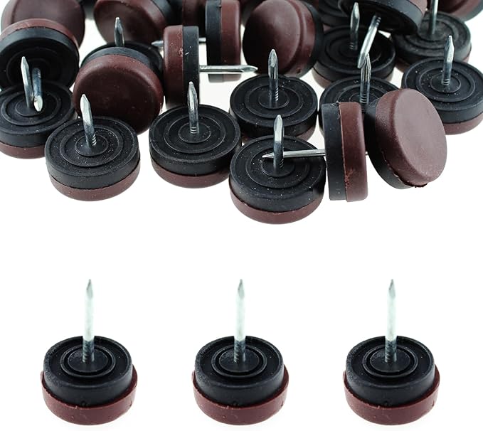 50PCS Round Heavy Duty Nylon Furniture Pads Chair Leg Floor Protectors Premium Chair Glides 26MM Plastic Floor Pegs Upper Black Lower Brown Suitable for Chair Table and Sofa Feet - Image 5