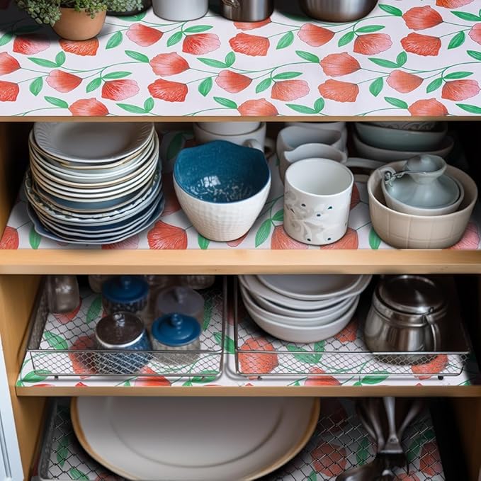 12" W x 120" L Floral Drawer and Shelf Liner for Cabinets, Non-Adhesive Strong Grip Non-Slip Flower Shelf Cabinet Kitchen Shelf Liners for Kitchen Cabinets - Image 9