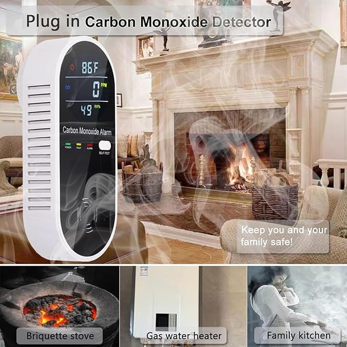 3 in 1 Carbon Monoxide Detector, KH Alert Portable Carbon Monoxide Detectors for Travel, Plug in Carbon Monoxide Detector with Temperature Humidity Sensor Built-in, Easy to Read & Install - Image 6