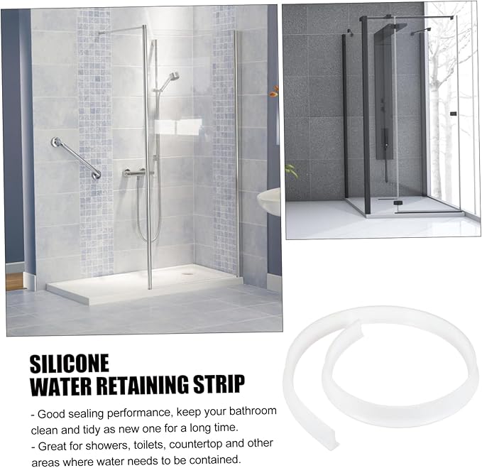 jojofuny 3m Toilet Water Retaining Strip Self-adhesive Bathroom Baffle for Showers and Countertops Silicone Barrier for Kitchens and Bathtubs Easy to Clean and - Image 8